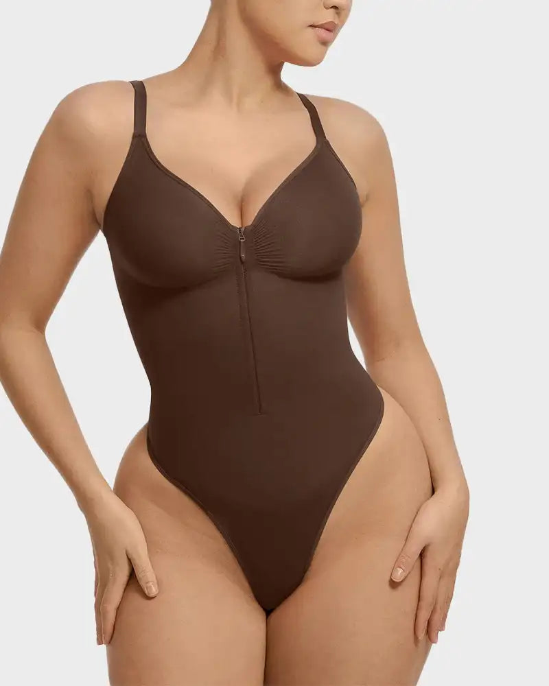 Women's Zipper Front Seamless Bodysuit Shaper Fajas Colombianas Corsets Compression Stretchy Swimsuits Sexy Triangle Shapewear
