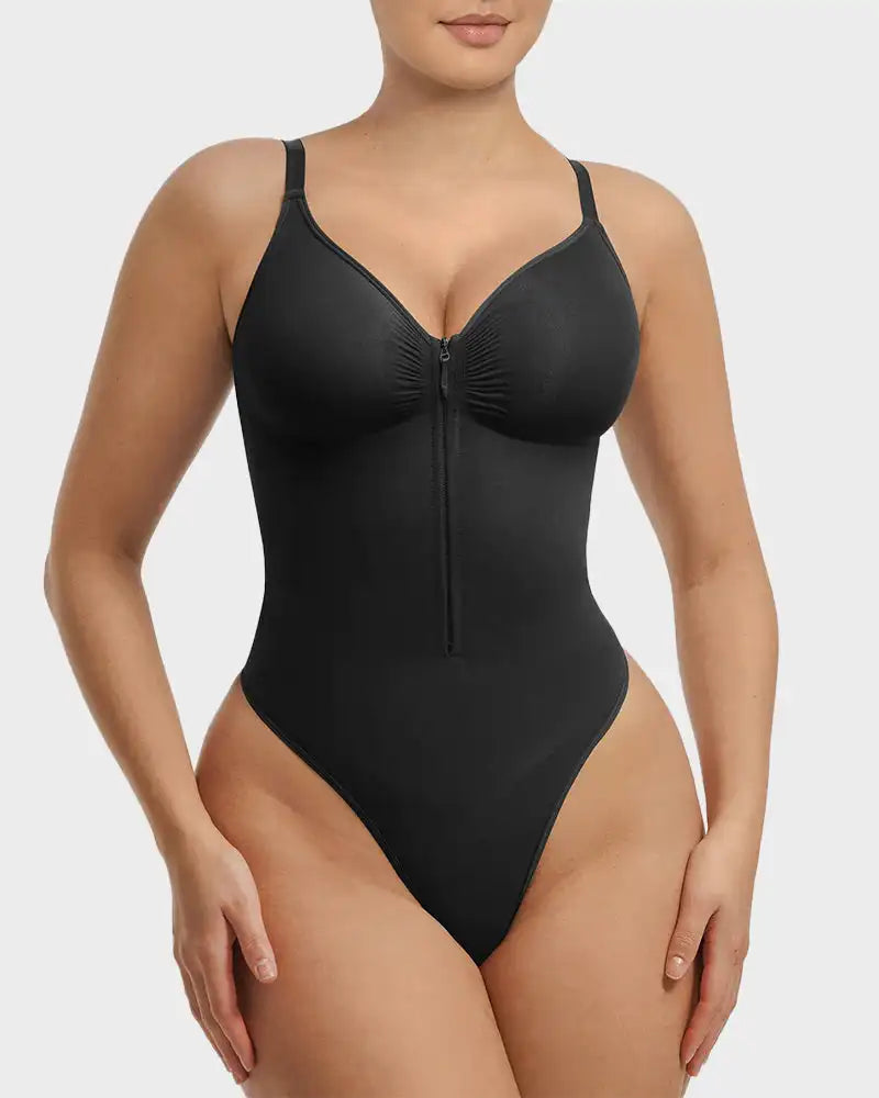 Women's Zipper Front Seamless Bodysuit Shaper Fajas Colombianas Corsets Compression Stretchy Swimsuits Sexy Triangle Shapewear
