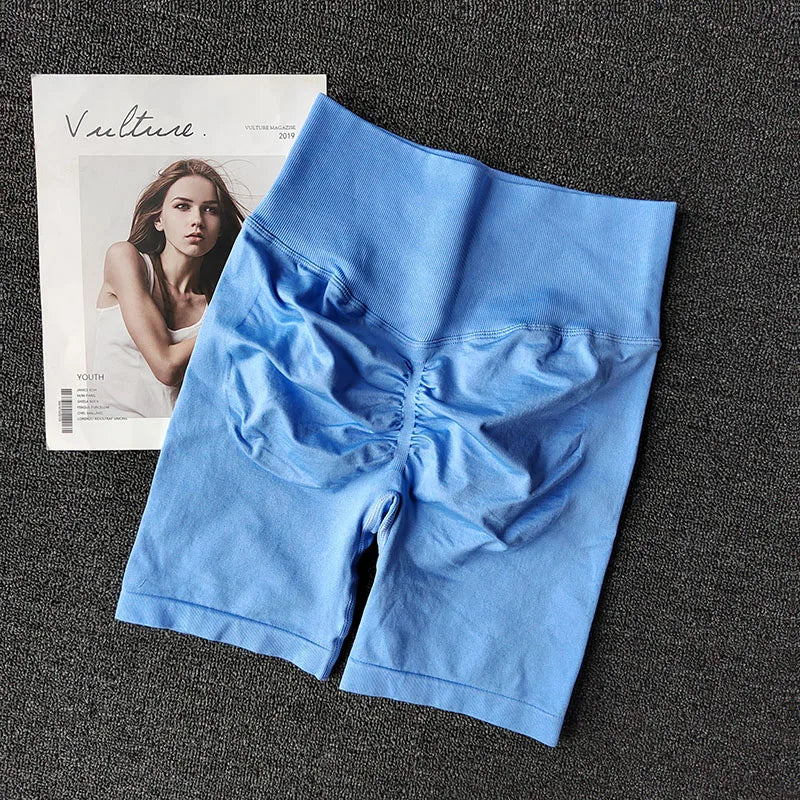 Summer Seamless Yoga Shorts High Waist Workout Shorts Women Sexy Booty Tummy Control Gym Leggings Breathable Running Shorts