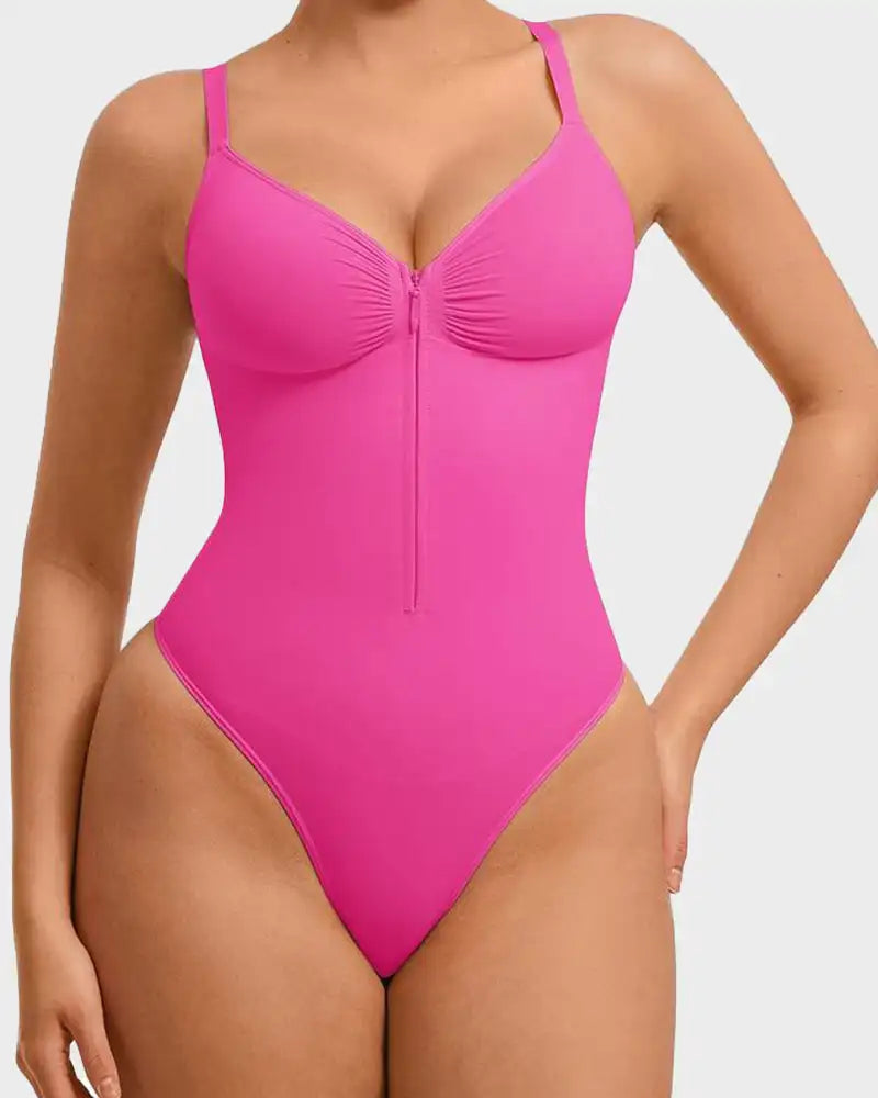 Women's Zipper Front Seamless Bodysuit Shaper Fajas Colombianas Corsets Compression Stretchy Swimsuits Sexy Triangle Shapewear