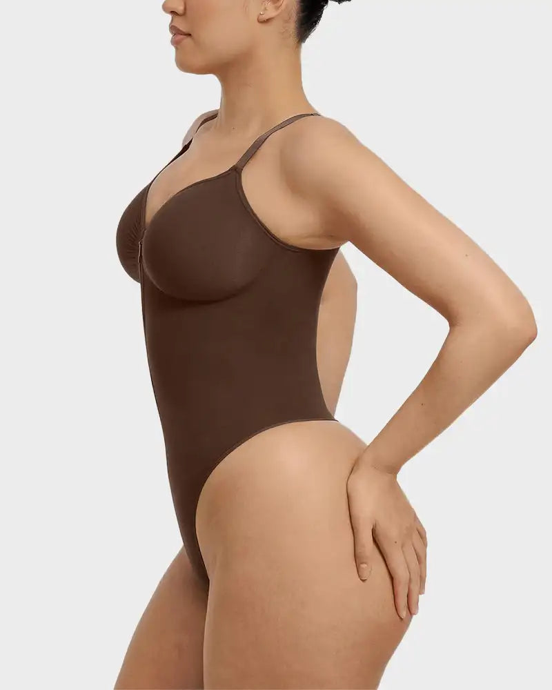 Women's Zipper Front Seamless Bodysuit Shaper Fajas Colombianas Corsets Compression Stretchy Swimsuits Sexy Triangle Shapewear