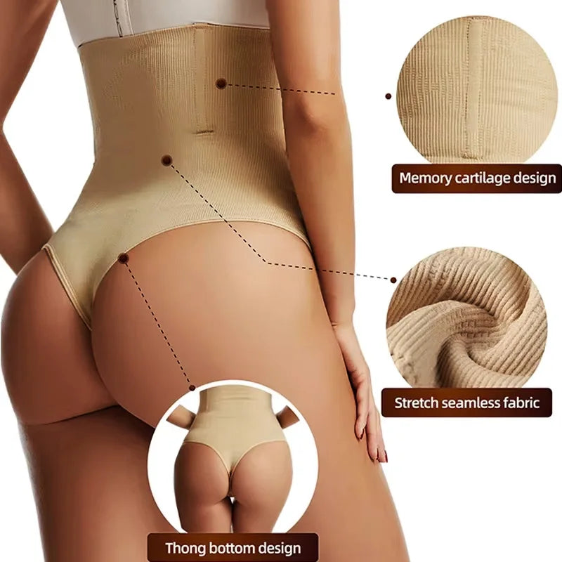 Women High Waist Body Recovery Slimming Underwear Tummy Control Panties Sexy Seamless Shapewear Thong Hip Lifting Corset