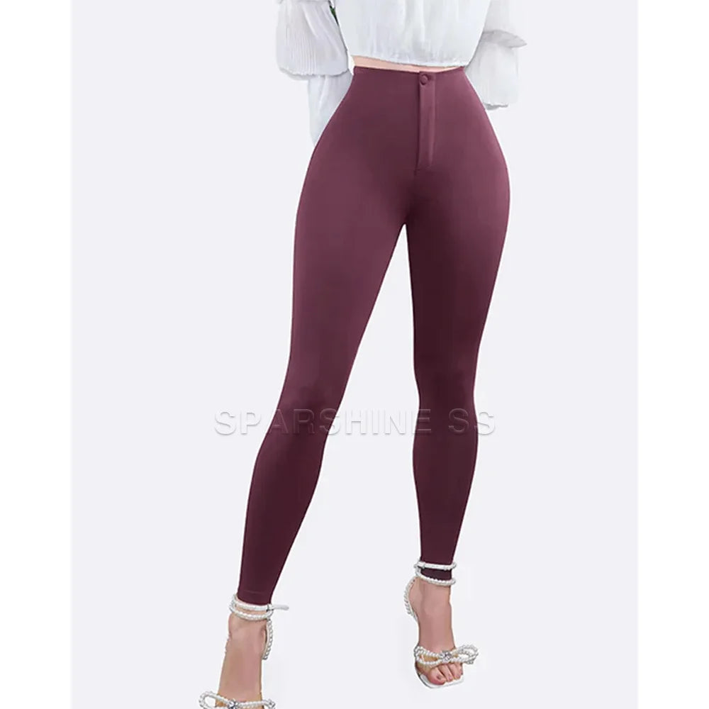Women Butt Lifter Leggings High Waist Yoga Pants Thigh Sculpting Slimmer Belly Control Solid Color Seamless Trousers