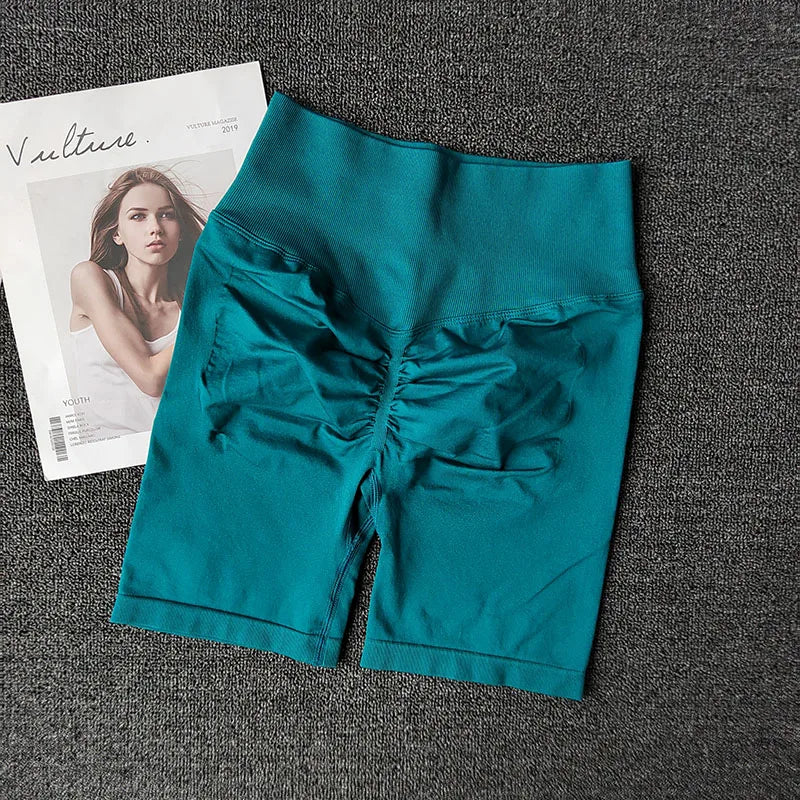 Summer Seamless Yoga Shorts High Waist Workout Shorts Women Sexy Booty Tummy Control Gym Leggings Breathable Running Shorts