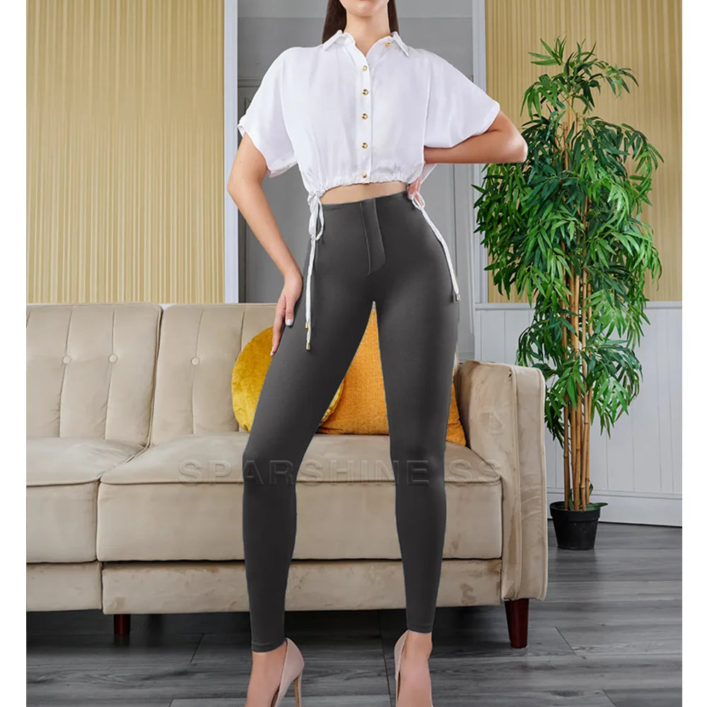 Women Butt Lifter Leggings High Waist Yoga Pants Thigh Sculpting Slimmer Belly Control Solid Color Seamless Trousers