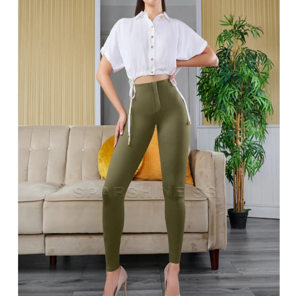 Women Butt Lifter Leggings High Waist Yoga Pants Thigh Sculpting Slimmer Belly Control Solid Color Seamless Trousers