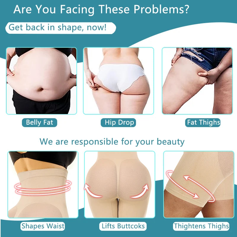 High Waist Seam-free Body Shaper Shorts Shapewear Women Tummy Control Thigh Slimming Sculpting Butt Lifter Mesh Buttock Enhancer