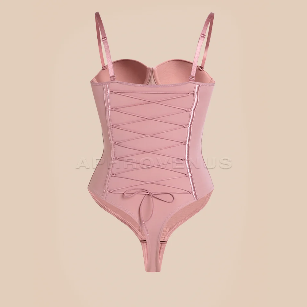 Fajas Colombianas Shapewear for Women Back Lace-up Thong Tummy Control Plus Size Postpartum Body Shaper Butt Lifting Bodysuit