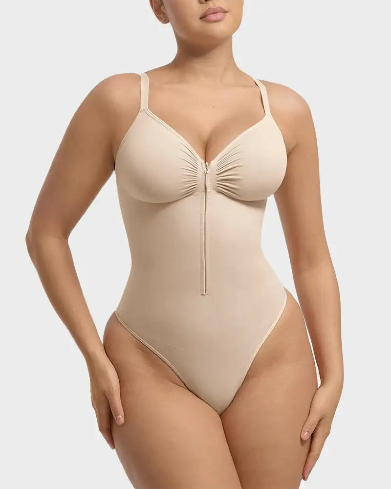 Women's Zipper Front Seamless Bodysuit Shaper Fajas Colombianas Corsets Compression Stretchy Swimsuits Sexy Triangle Shapewear