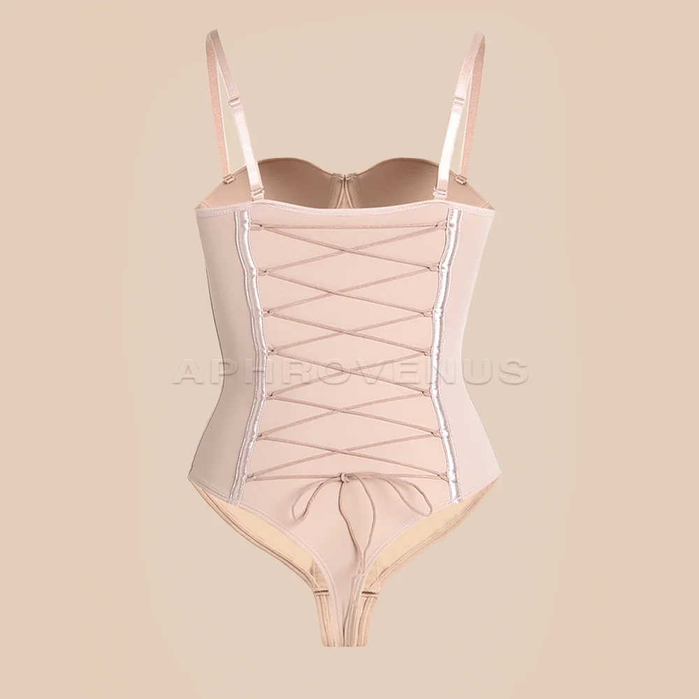 Fajas Colombianas Shapewear for Women Back Lace-up Thong Tummy Control Plus Size Postpartum Body Shaper Butt Lifting Bodysuit