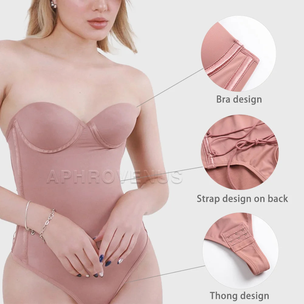 Fajas Colombianas Shapewear for Women Back Lace-up Thong Tummy Control Plus Size Postpartum Body Shaper Butt Lifting Bodysuit