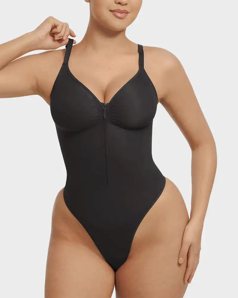 Women's Zipper Front Seamless Bodysuit Shaper Fajas Colombianas Corsets Compression Stretchy Swimsuits Sexy Triangle Shapewear